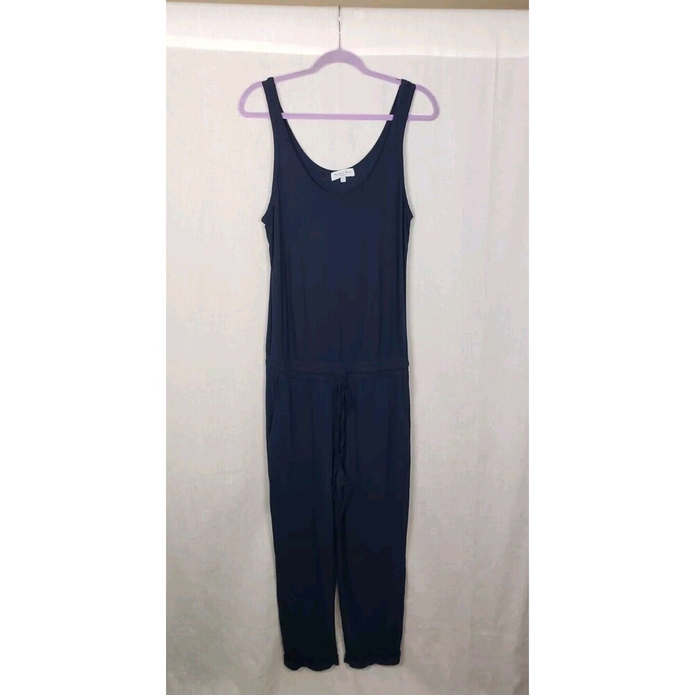 Michael Stars Navy Blue Sleeveless Cotton Modal Drawstring Jumpsuit Large USA